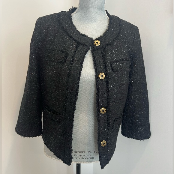 MICHAEL KORS BLACK SEQUIN BLAZER (SIZE: 6) - Picture 1 of 5